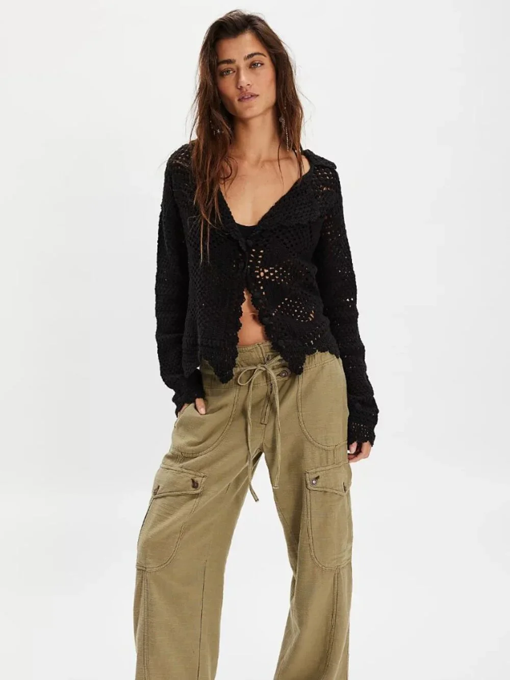 NWT Free People Friend Of A Friend Sweater in Black